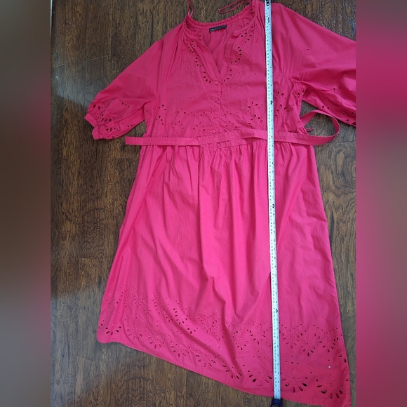 Kids Pink Eyelet Cotton Dress with Waist Tie - Picture 4 of 5